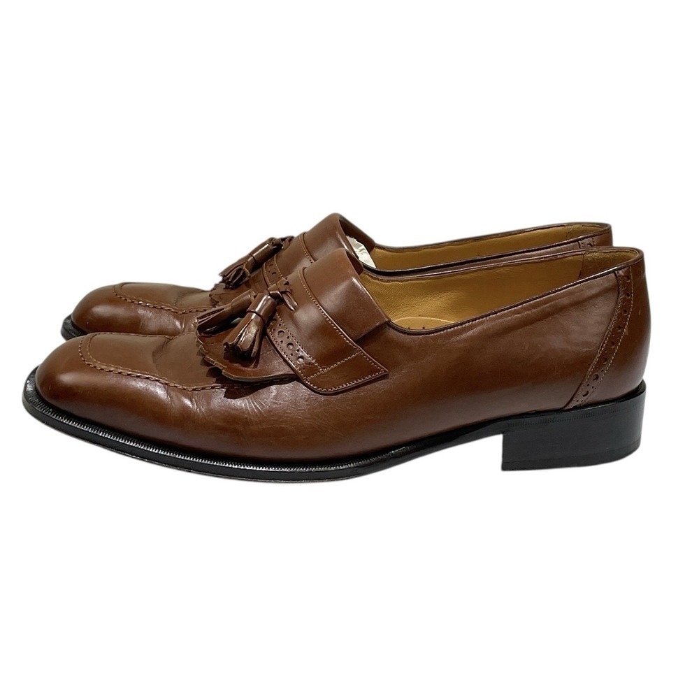 Bally Brown Leather Tassel Dress Loafers Mens 8 Preppy Designer Quiet Luxury